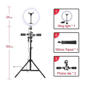 Dimmable LED Ring Light With Tripod Clip - video&photography
